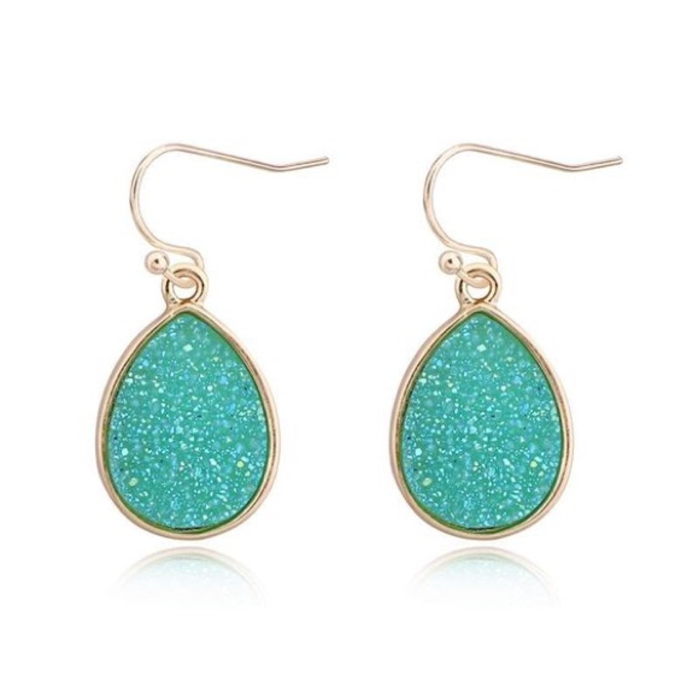 Druzzy Teardrop Drop Dangle green-blue Earrings